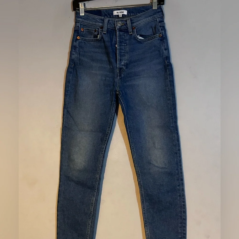 Re/Done 90's High Rise Ankle Crop Jeans in Cadet Indigo Size 26